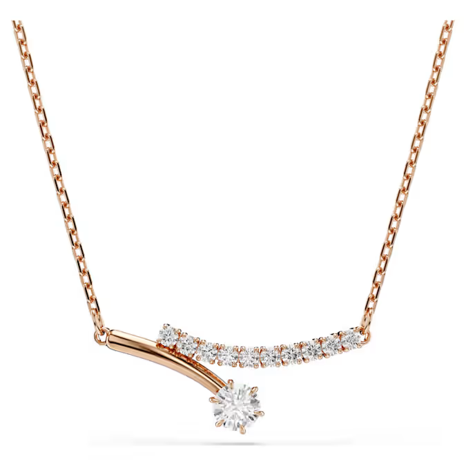 Matrix necklace Round cut, White, 18K rose gold finish