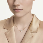 Matrix necklace Round cut, White, 18K rose gold finish