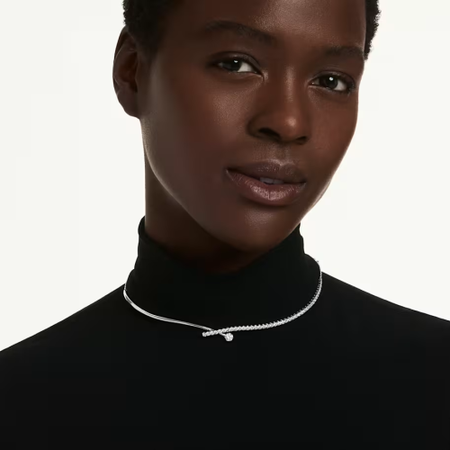 Matrix necklace Round cut, White, Rhodium plated