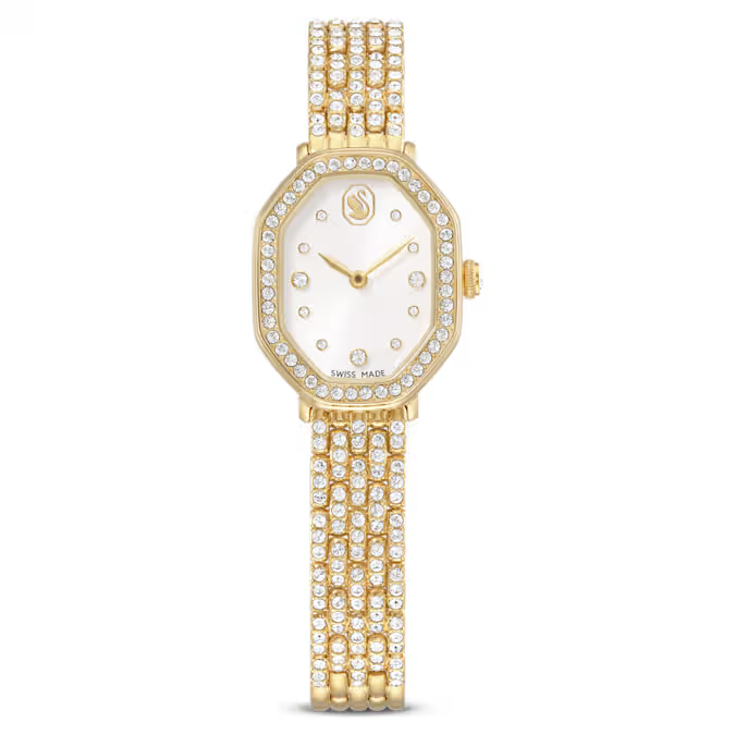 Dextera octagon watch Swiss Made, Metal bracelet, Gold tone, Gold-tone finish