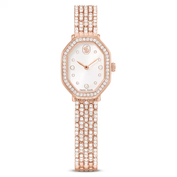 Dextera octagon watch Swiss Made, Metal bracelet, Rose gold tone, Rose gold-tone finish