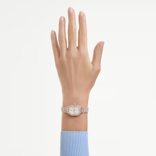 Dextera octagon watch Swiss Made, Metal bracelet, Rose gold tone, Rose gold-tone finish