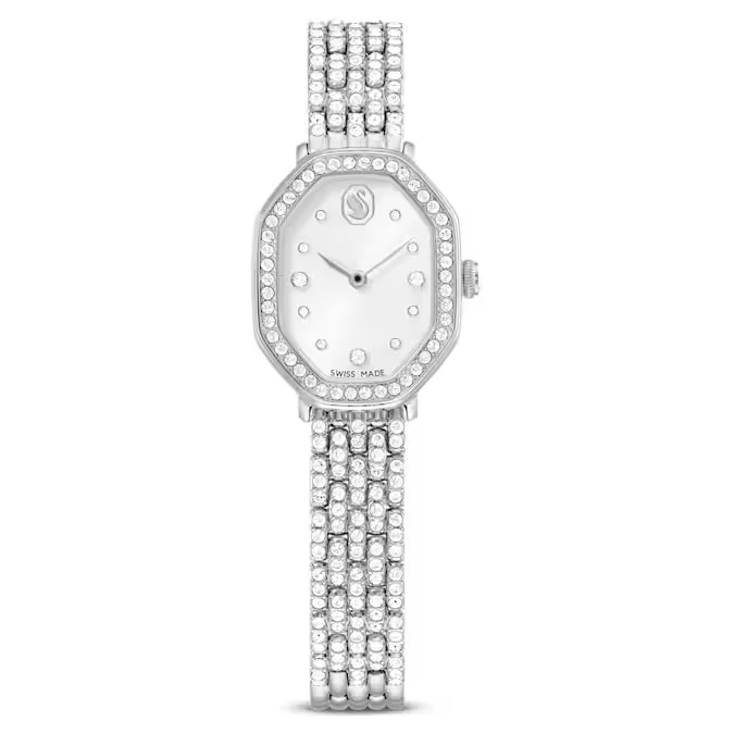 Dextera octagon watch Swiss Made, Metal bracelet, Silver tone, Stainless steel