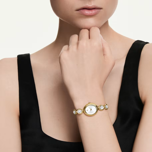 Imber oval watch Swiss Made, Metal bracelet, Gold tone, Gold-tone finish