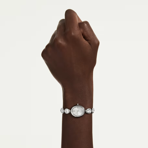 Imber oval watch Swiss Made, Metal bracelet, Silver tone, Stainless steel