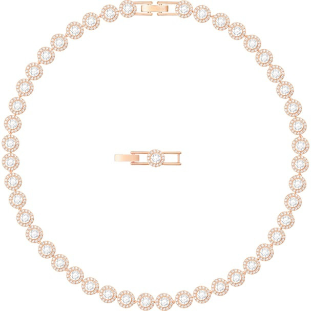 Angelic Necklace, White, Rose-gold tone plated