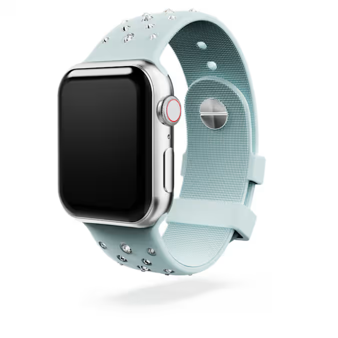 Watch strap Silicone with stitching, Green, Stainless steel