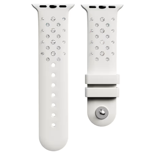 Watch strap Silicone with stitching, Gray, Stainless steel