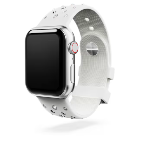 Watch strap Silicone with stitching, Gray, Stainless steel