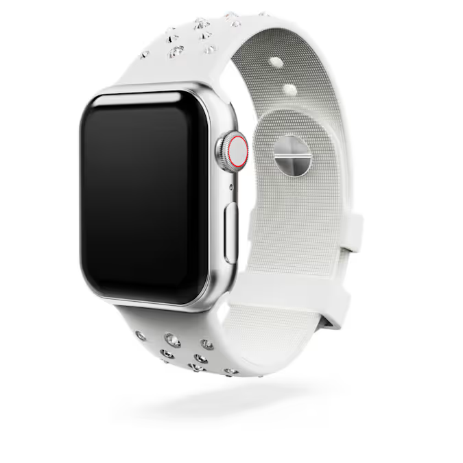 Watch strap Silicone with stitching, Gray, Stainless steel