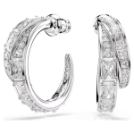 Vienna hoop earrings Mixed cuts, White, Rhodium plated