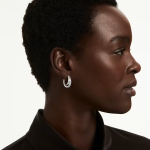 Vienna hoop earrings Mixed cuts, White, Rhodium plated