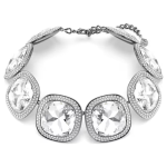 Una Angelic choker Cushion cut, White, Ruthenium plated