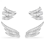Vienna ear cuffs Mixed cuts, Swan, White, Rhodium plated