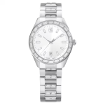 Matrix date watch Swiss Made, Metal bracelet, Silver tone, Stainless steel