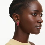 Idyllia clip earrings Red, 18K gold finish