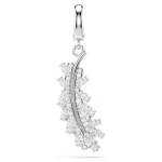 Vienna charm Mixed cuts, Feather, White, Rhodium plated