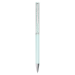 Crystalline ballpoint pen Blue lacquered, Chrome plated