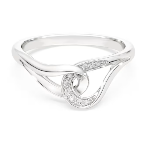 Classica ring Round cut, Interlocking, White, Sterling silver