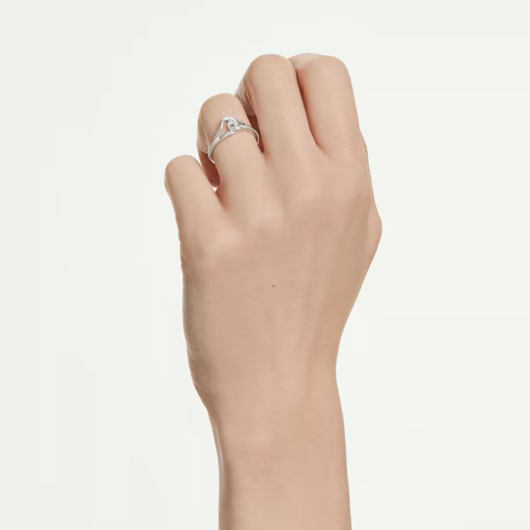 Classica ring Round cut, Interlocking, White, Sterling silver