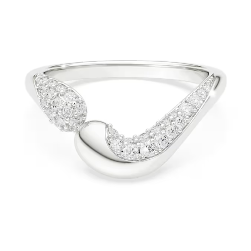 Classica open ring Round cut, White, Sterling silver