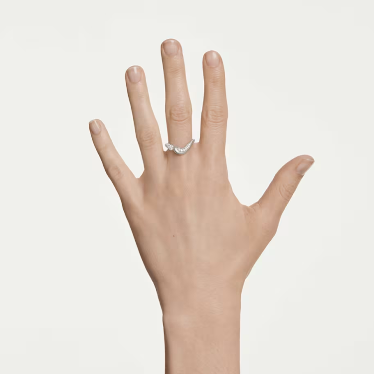 Classica open ring Round cut, White, Sterling silver