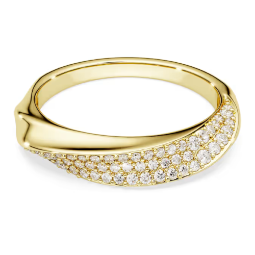 Classica band ring Round cut, White, Sterling silver, 18K gold finish