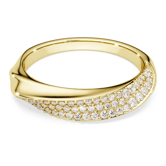 Classica band ring Round cut, White, Sterling silver, 18K gold finish