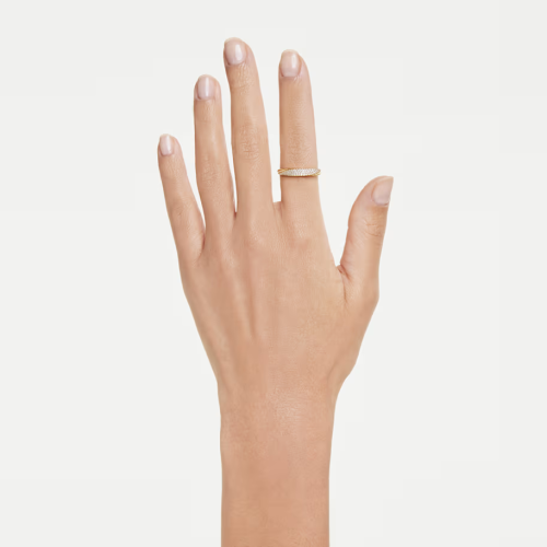 Classica band ring Round cut, White, Sterling silver, 18K gold finish