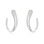 Classica hoop earrings Round cut, White, Sterling silver