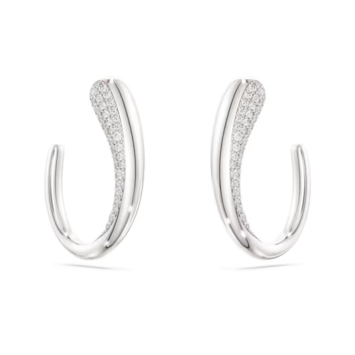 Classica hoop earrings Round cut, White, Sterling silver