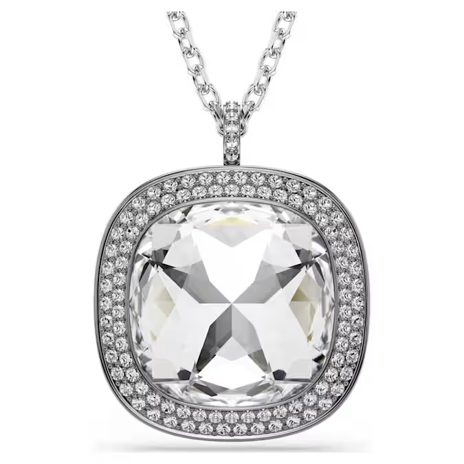 Una Angelic pendant and brooch Cushion cut, White, Mixed Plating