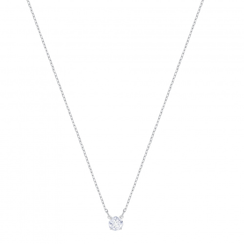 Attract Round Necklace, White, Rhodium plated