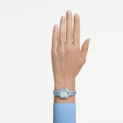 Matrix octagon watch Baguette cut, Metal bracelet, Blue, Stainless steel