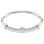 Chroma bangle Mixed cuts, Star, White, Rhodium plated
