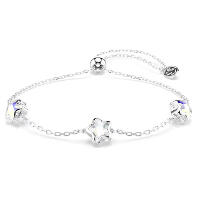 Chroma bracelet Star, White, Rhodium plated