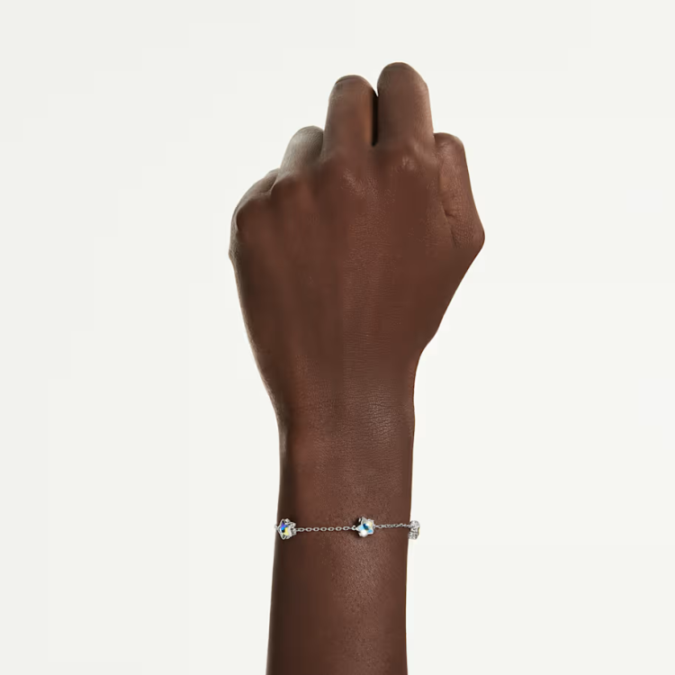 Chroma bracelet Star, White, Rhodium plated
