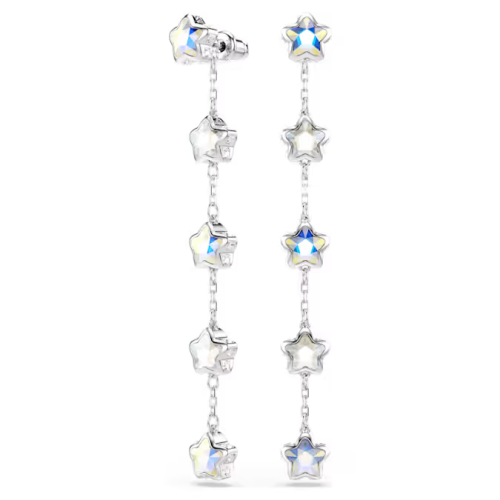 Chroma earrings Mixed cuts, Star, White, Rhodium plated