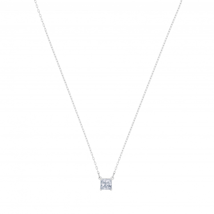 Attract Necklace, White, Rhodium plated
