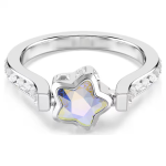 Chroma ring Mixed cuts, Star, White, Rhodium plated