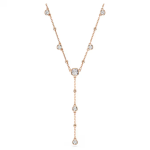Imber Y necklace Round cut, White, 18K rose gold finish