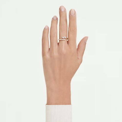 Mesmera open ring Mixed cuts, White, 18K gold finish