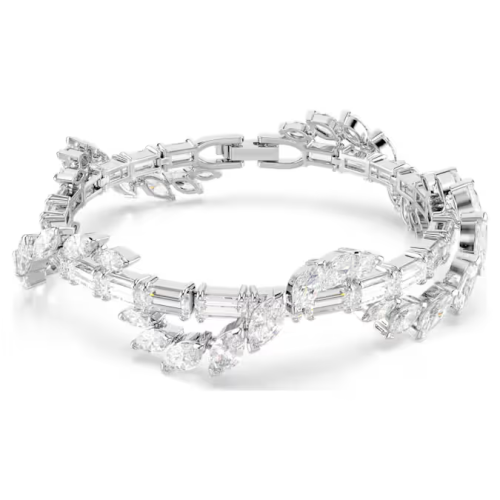 Mesmera bracelet Mixed cuts, White, Rhodium plated
