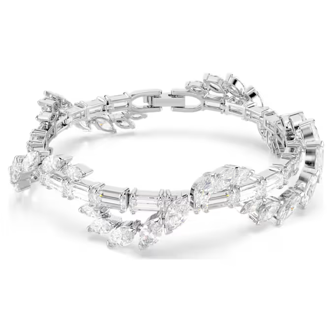 Mesmera bracelet Mixed cuts, White, Rhodium plated