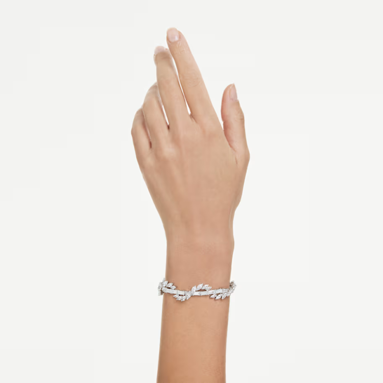 Mesmera bracelet Mixed cuts, White, Rhodium plated
