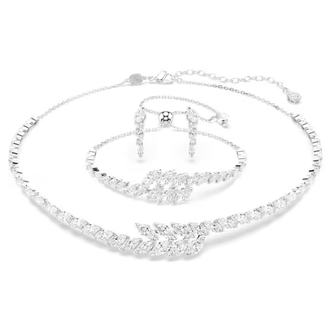 Mesmera set Set (3), Marquise cut, White, Rhodium plated