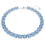 Millenia necklace Cushion cut, Blue, Rhodium plated