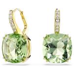 Millenia drop earrings Cushion cut, Green, 18K gold finish
