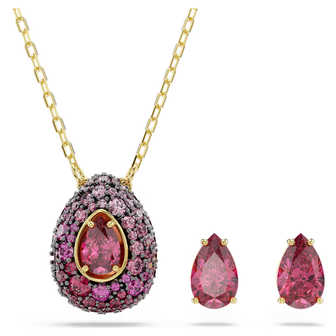 Sublima set Set (2), Pear cut, Red, 18K gold finish