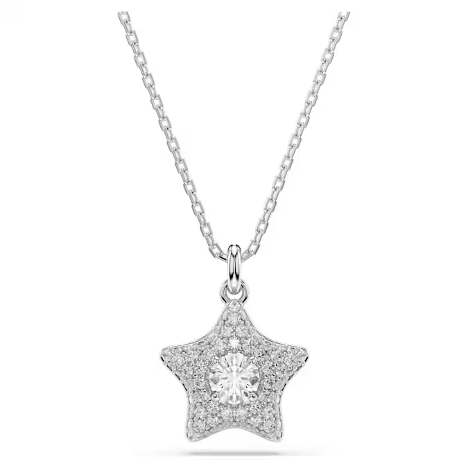 Sublima pendant Round cut, Star, White, Rhodium plated